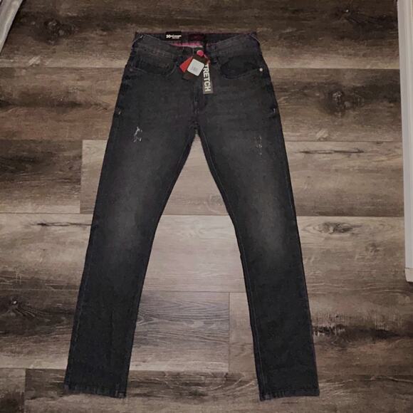 Smash Other - Smash Mens Straight Leg Distressed Denim Jeans Black Charcoal Stretch NWT